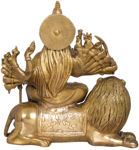 11" Eighteen Armed Mother Goddess Durga In Brass | Handmade | Made In India