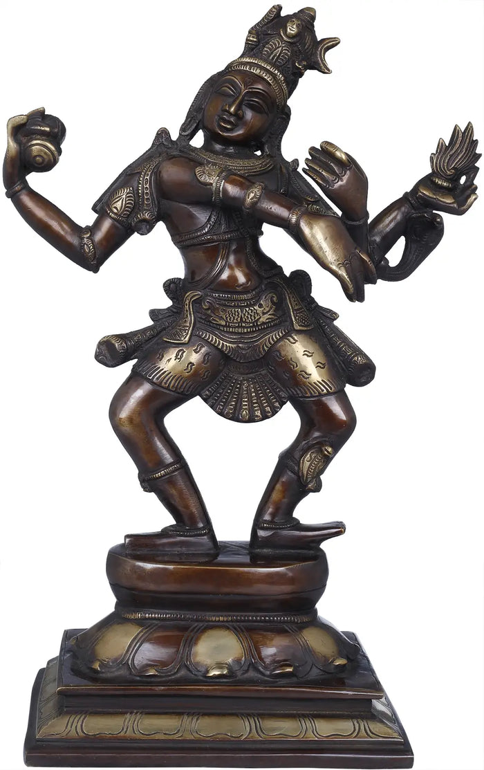13" Dancing Shiva Handmade Brass Statue for Home Decor