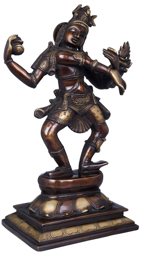 13" Dancing Shiva Brass Sculpture | Exquisite Handmade Indian Art