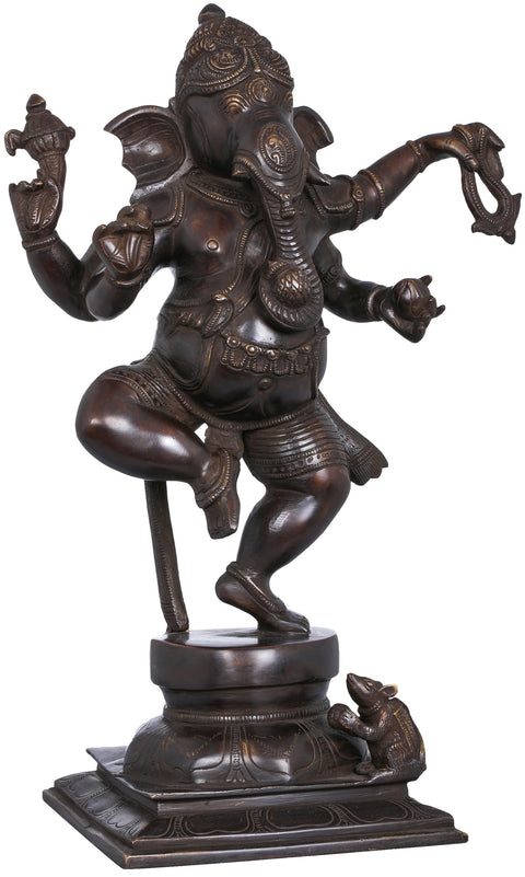 15" Dancing Ganesha In Brass | Handmade | Made In India