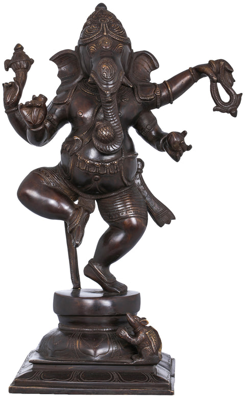 15" Dancing Ganesha In Brass | Handmade | Made In India