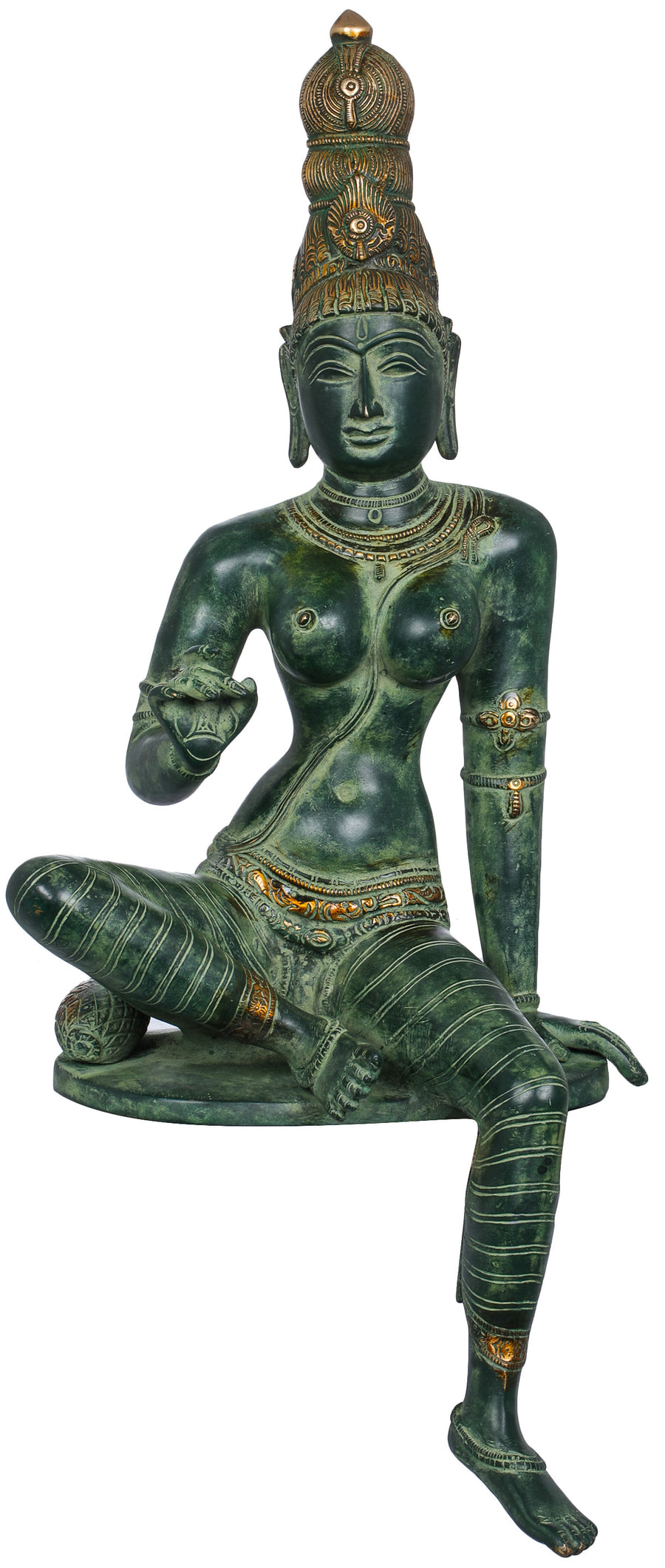 8" Seated Goddess Uma Brass Statue Handmade Home Decor