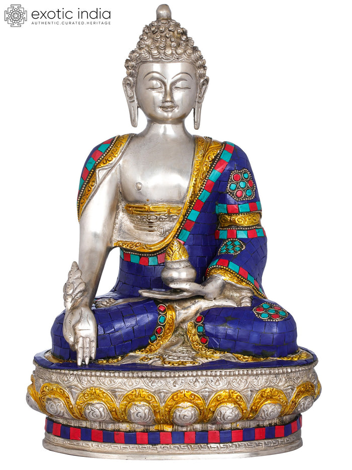 12" Handmade Medicine Buddha Brass Statue for Pooja