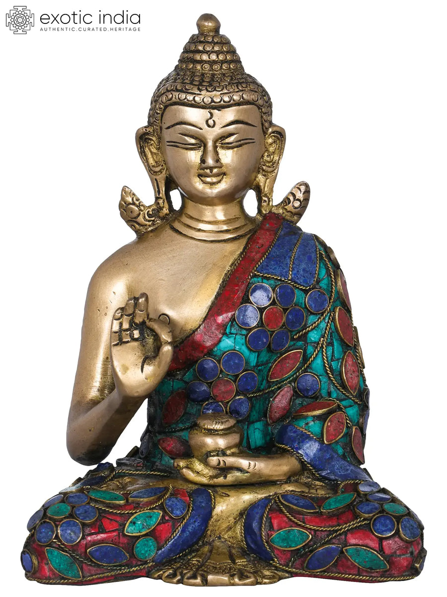 6" Preaching Buddha Brass Statue - Tibetan Buddhist Deity