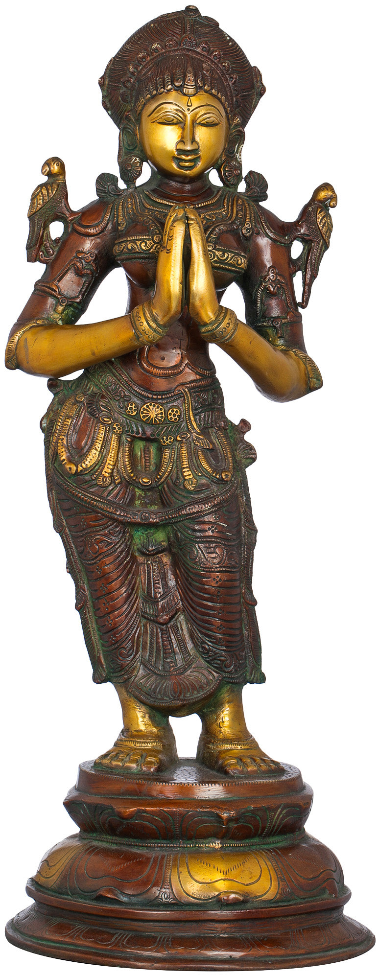 23" Welcome Lady in Namaste Mudra In Brass | Handmade | Made In India