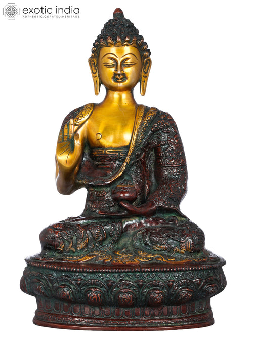 11" Preaching Buddha Handmade Brass Statue Tibetan Buddhist Deity