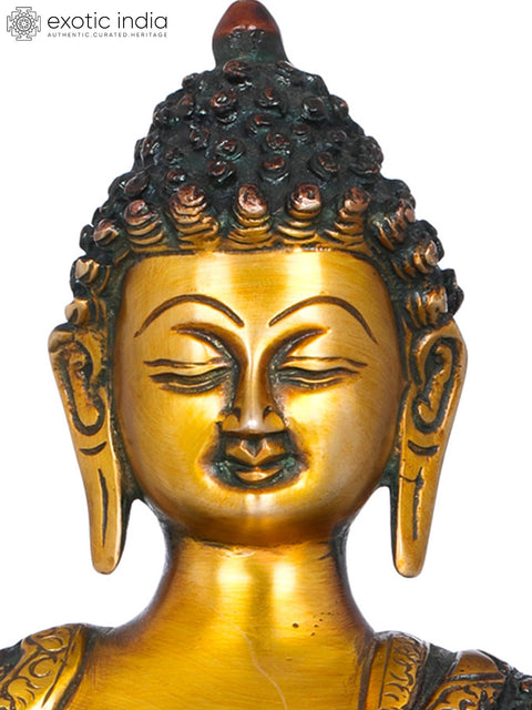 11" Tibetan Buddhist Deity Preaching Buddha In Brass | Handmade | Made In India