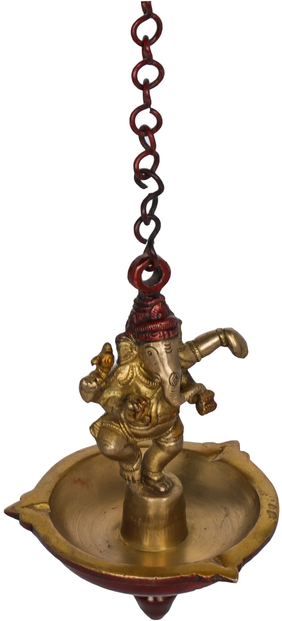 6" Dancing Ganesha Brass Roof Hanging Lamp