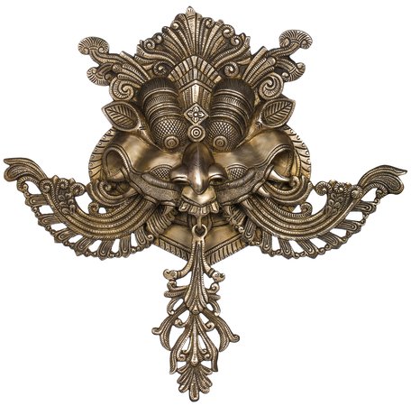 18" Large Kirtimukha Brass Wall Hanging Handmade