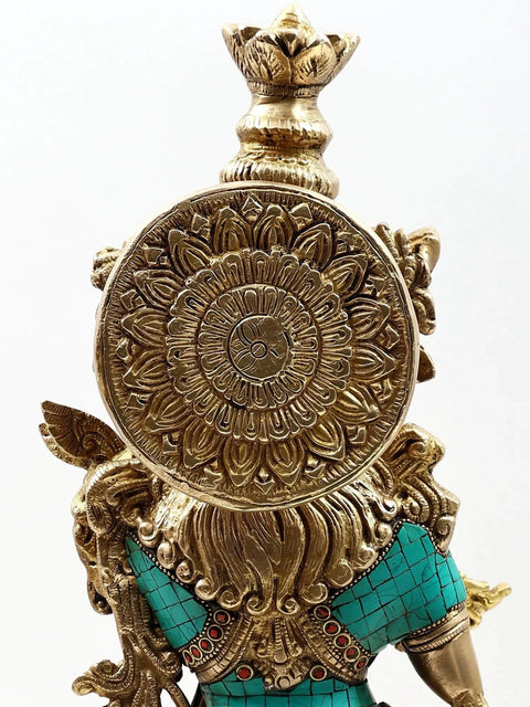 24" Fluting Krishna In Brass | Inlay Work | Handmade | Made In India