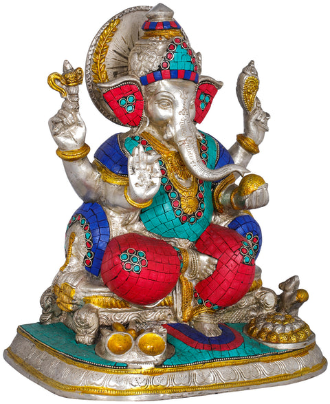 12" Puja Ganesha In Brass | Handmade | Made In India