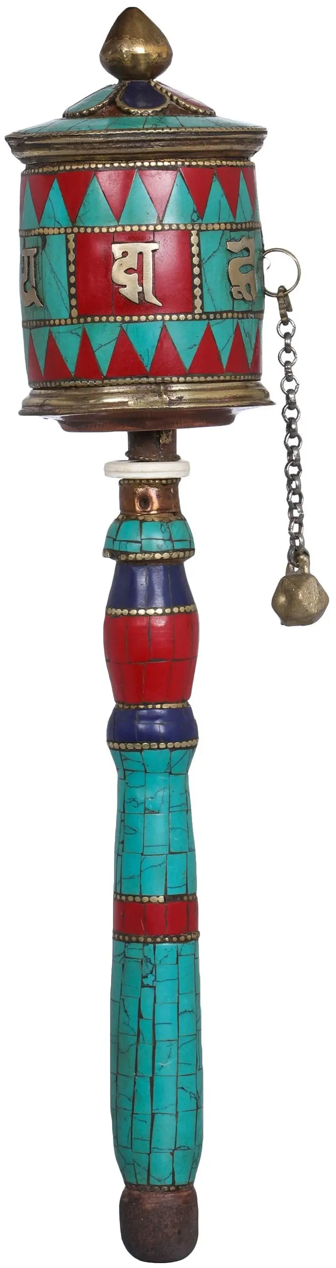 Tibetan Buddhist Handheld Prayer Wheel Brass Idol