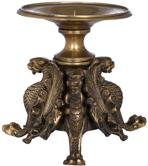 Brass Cheetah Candle Stand