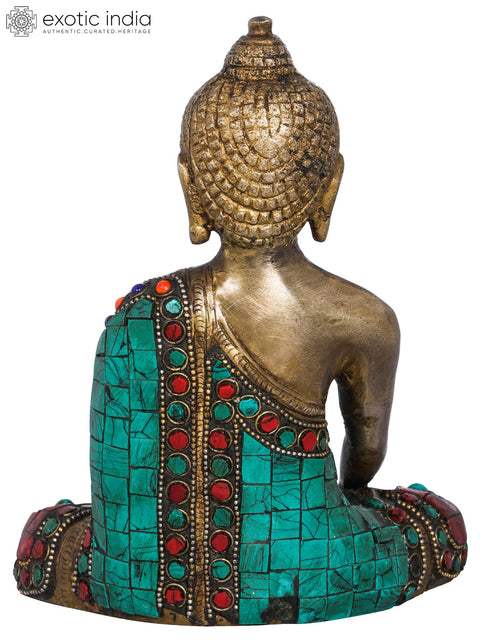 7" Tibetan Buddhist Lord Buddha in Earth Touching Gesture In Brass | Handmade | Made In India