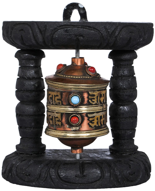 Small Tibetan Buddhist Prayer Wheel Brass Statue