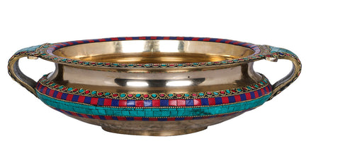 Brass Urli with Stone Inlay work