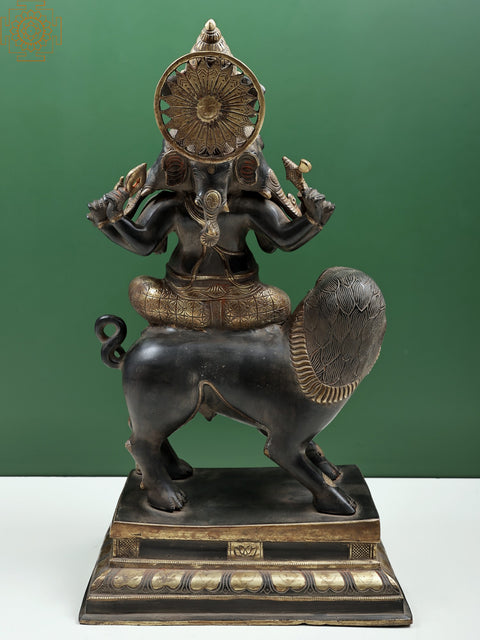 22" Heramba Ganesha Seated on Lion