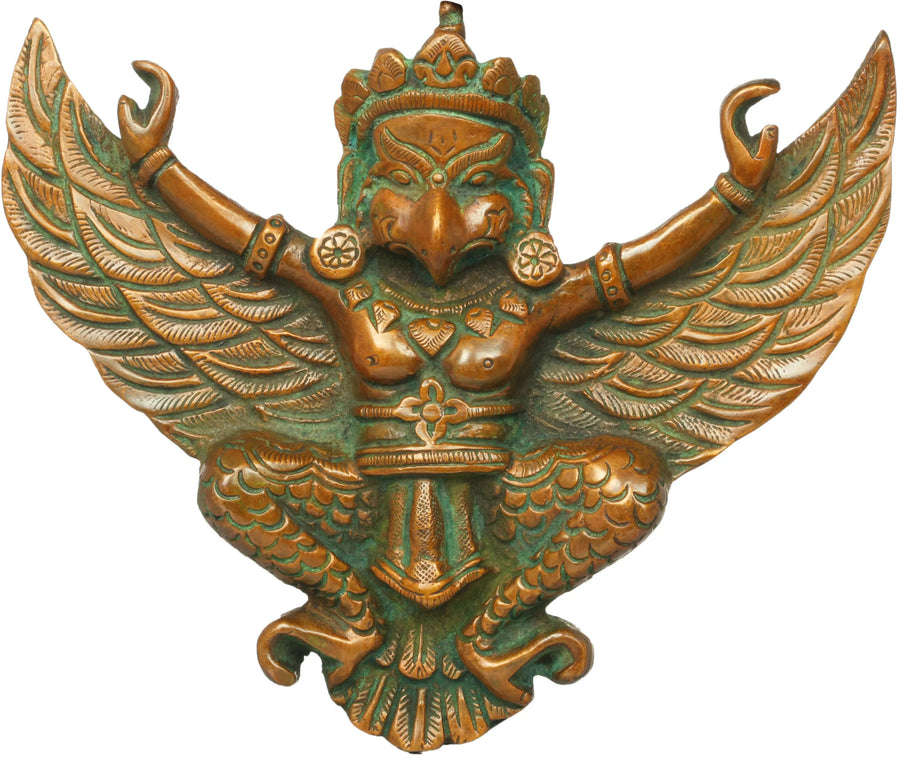 5" Handmade Brass Garuda Wall Hanging Statue