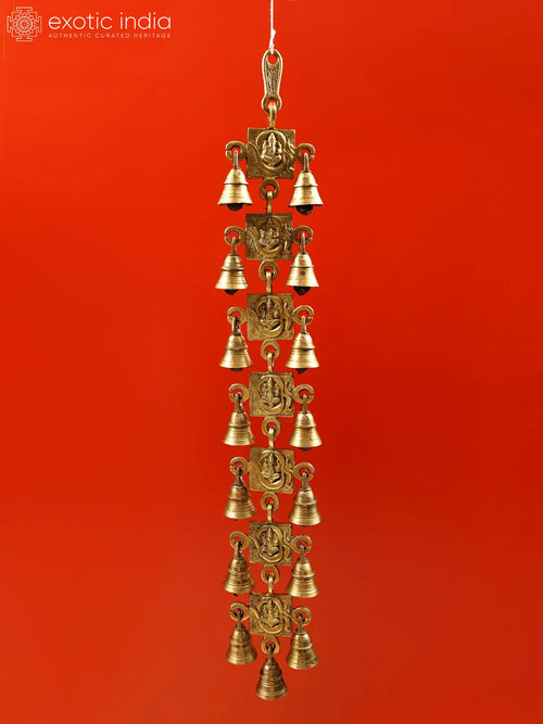 24" Brass Ganesha OM Wall Hanging with Bells