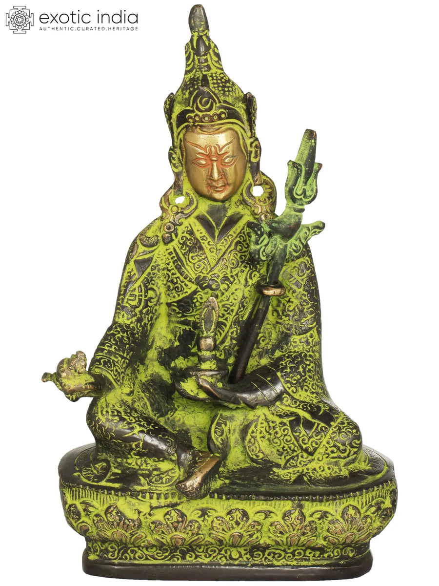 8" Handmade Padmasambhava Guru Rinpoche Brass Statue for Pooja