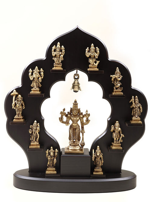 14" Dashavatara Ten Incarnations Brass Statue for Pooja