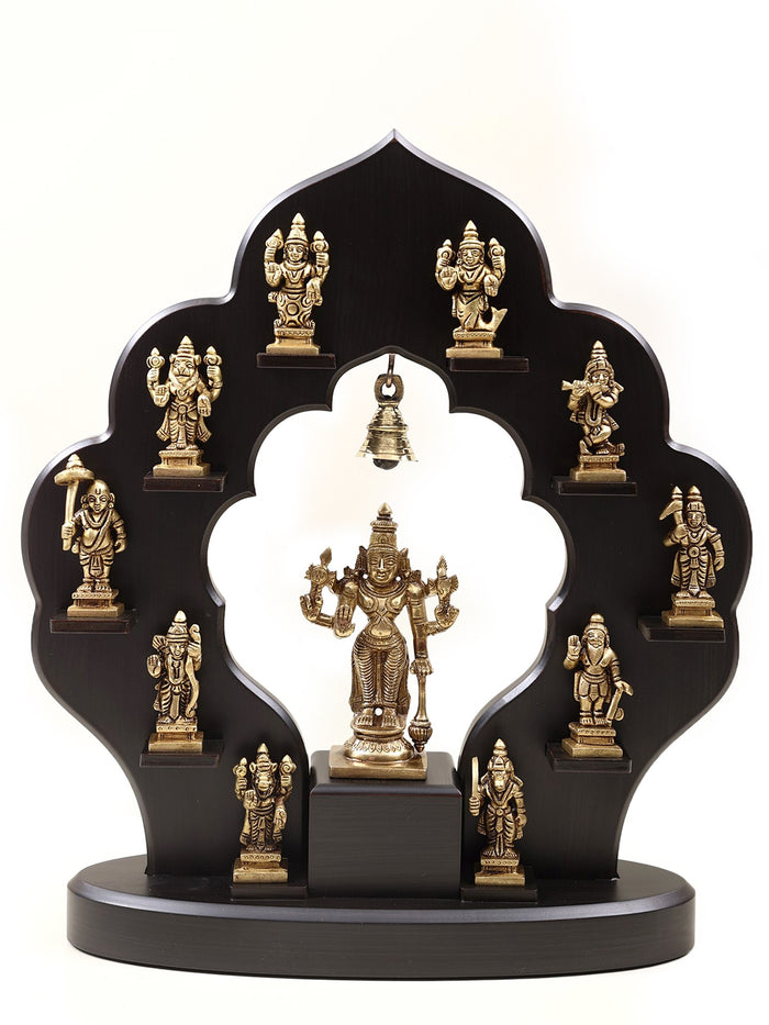14" Dashavatara Ten Incarnations Brass Statue for Pooja