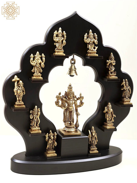 14" Dashavatara Set Brass Statue - The Ten Incarnations of Lord Vishnu