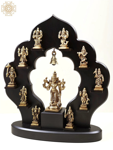 14" Dashavatara Set Brass Statue - The Ten Incarnations of Lord Vishnu