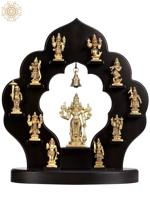14" Dashavatara Set Brass Statue - The Ten Incarnations of Lord Vishnu