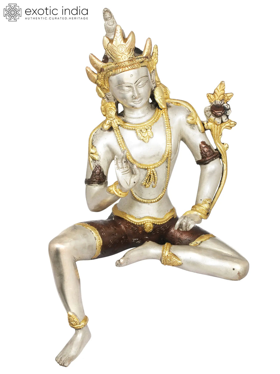 12" Bodhisattva Padmapani Avalokiteshvara Handmade Brass Idol