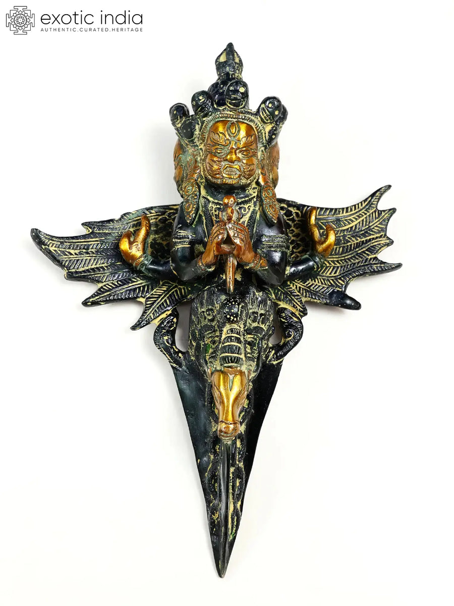 11" Three Headed Mahakala Brass Phurpa Handmade Statue