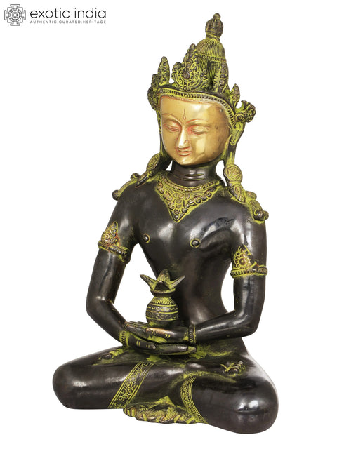 13" Tibetan Buddhist Deity Amitabha Buddha In Brass | Handmade | Made In India