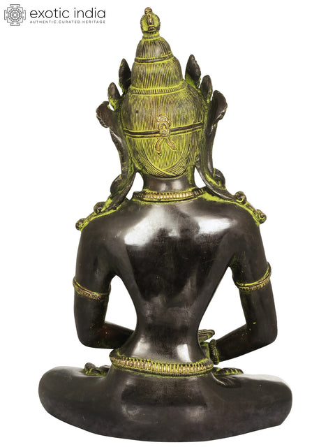 13" Tibetan Buddhist Deity Amitabha Buddha In Brass | Handmade | Made In India