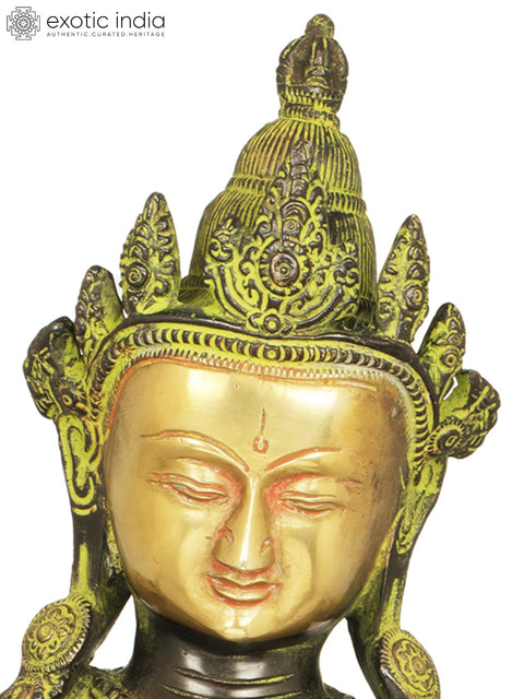 13" Tibetan Buddhist Deity Amitabha Buddha In Brass | Handmade | Made In India
