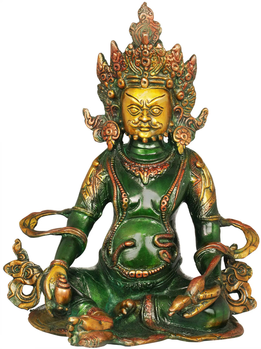 10" Kubera God of Wealth Brass Idol Handmade