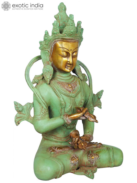 10" Tibetan Buddhist Bodhisattva Deity Vajrasattva - Holder of Thunderbolt and Bell In Brass | Handmade