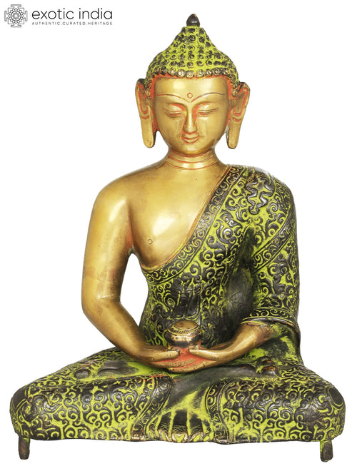 8" Buddha in Dhyana Meditation Pose Brass Statue Handmade