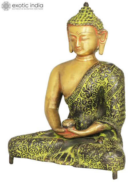 8" Tibetan Buddhist Lord Buddha in Dhyana In Brass | Handmade | Made In India