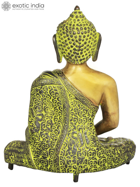 8" Tibetan Buddhist Lord Buddha in Dhyana In Brass | Handmade | Made In India