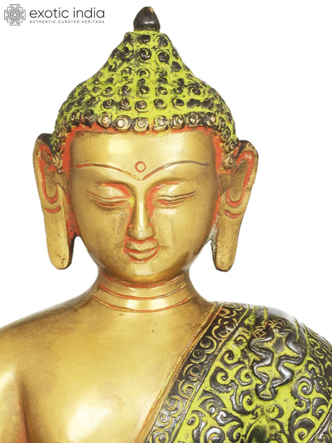 8" Tibetan Buddhist Lord Buddha in Dhyana In Brass | Handmade | Made In India