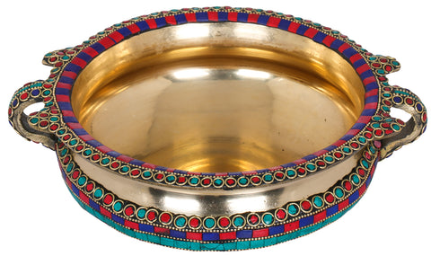 Brass Urli with Inlay Work