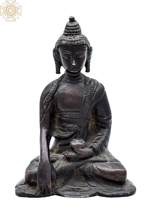5" Tibetan Buddhist Lord Buddha Handmade Brass Statue