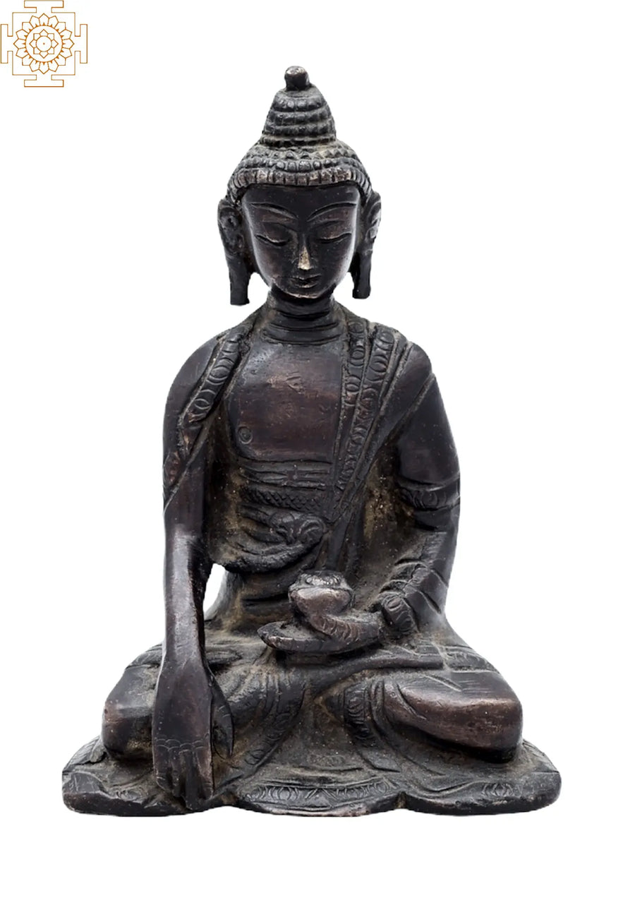 5" Tibetan Buddhist Lord Buddha Handmade Brass Statue