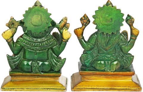 4" Lakshmi Ganesha - Small Size In Brass | Handmade | Made In India