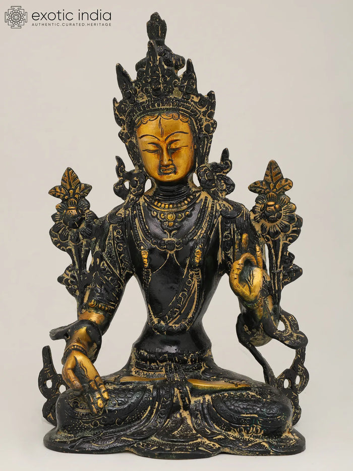 10" White Tara Seven Eyed Brass Statue Handmade