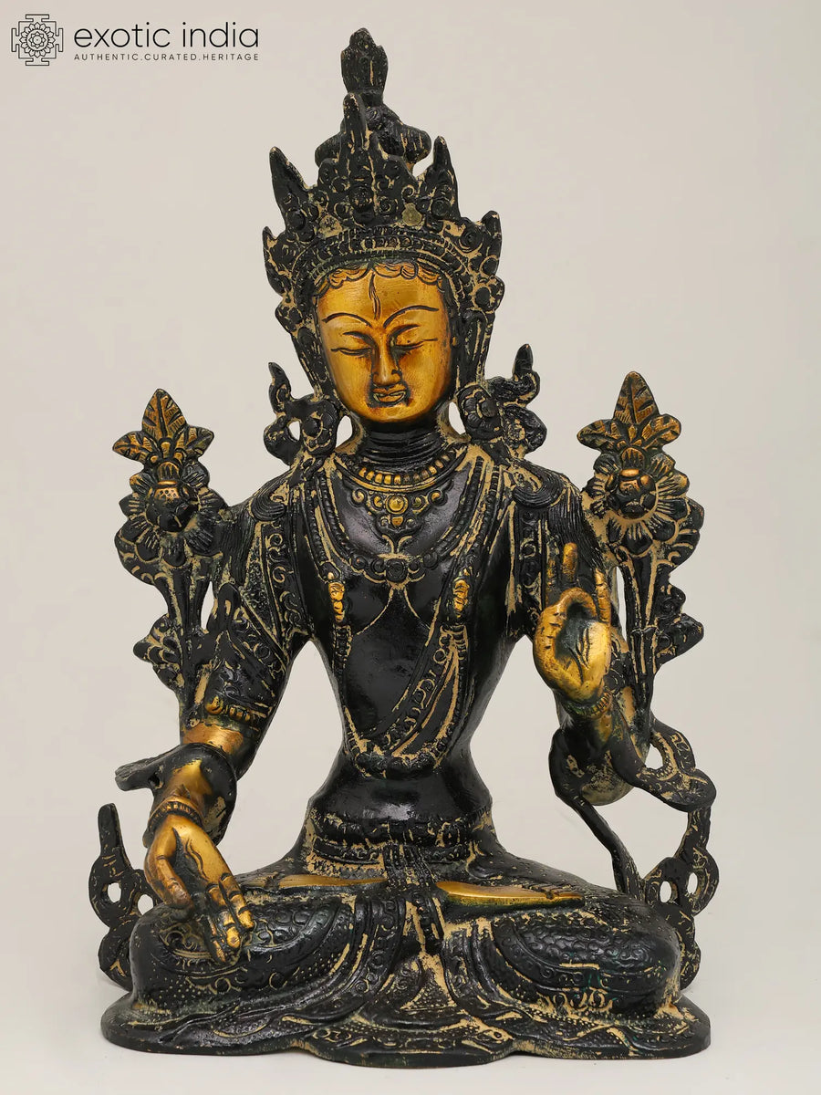 10" White Tara Seven Eyed Brass Statue Handmade