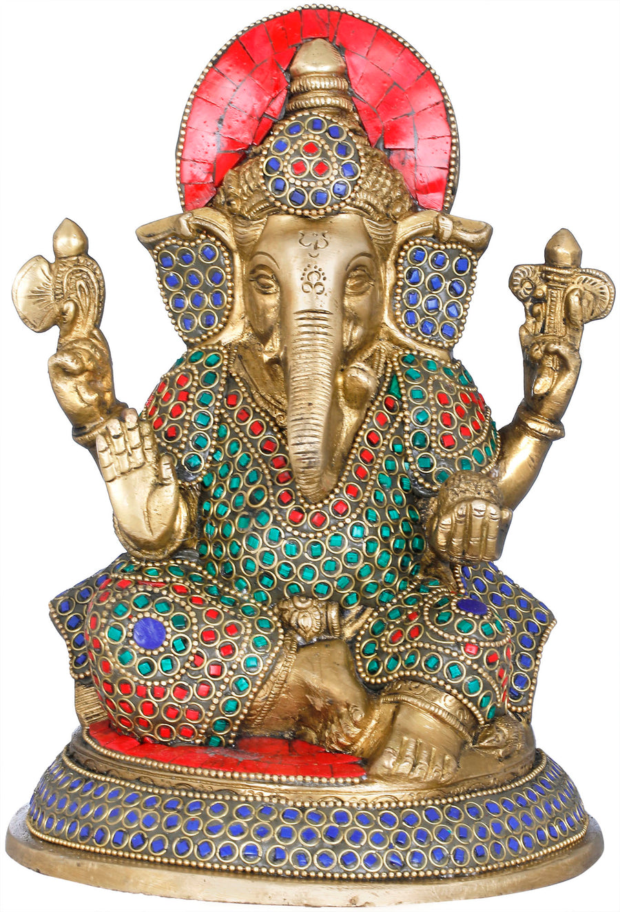 8" Seated Ganesha Brass Idol Handmade