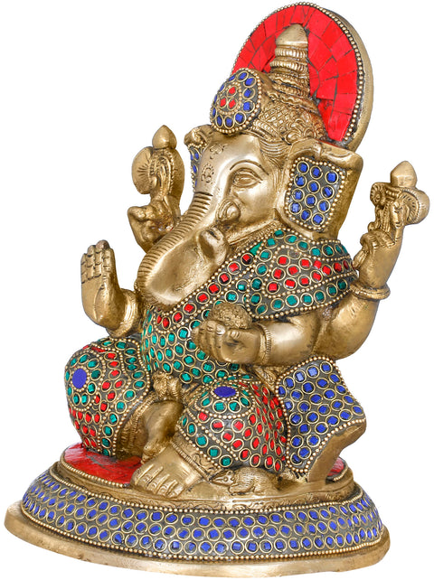 8" Seated Ganesha In Brass | Handmade | Made In India