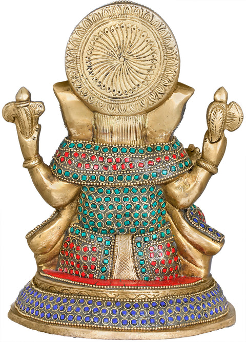 8" Seated Ganesha In Brass | Handmade | Made In India