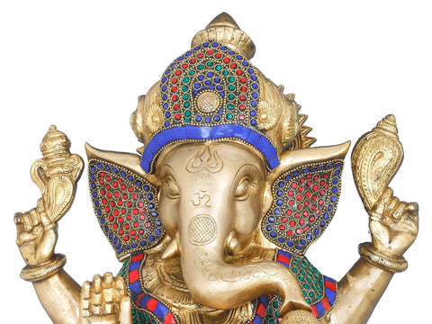 12" Crowned Ganesha In Brass | Handmade | Made In India
